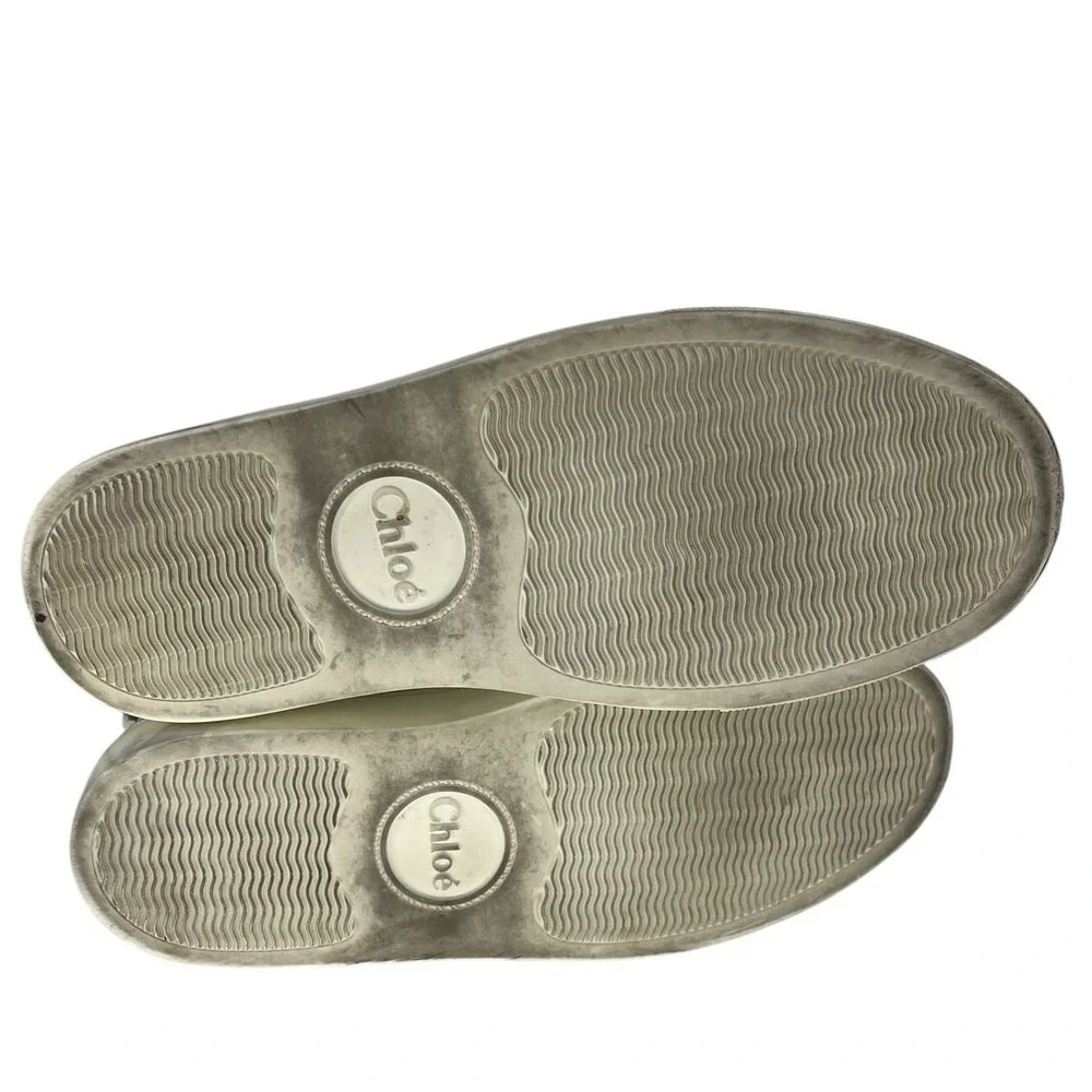 Chloé Lauren Leather Suede‎ Platform Sneakers White Beige 37